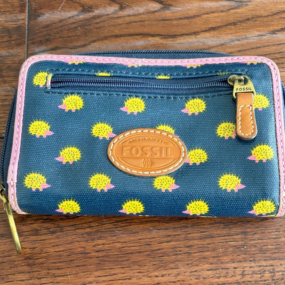 Fossil Blue and Pink Hedgehog Wallet